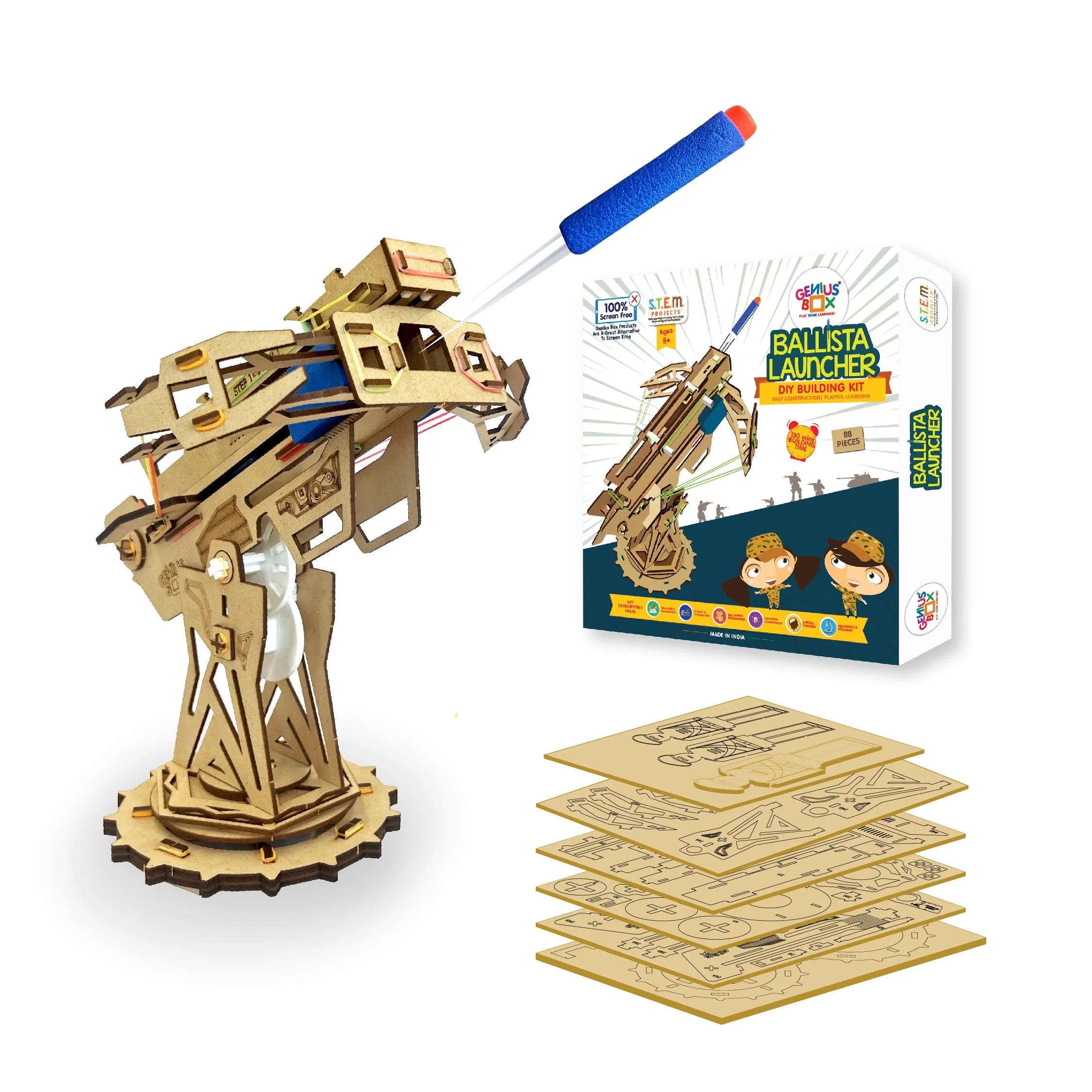 BALLISTA LAUNCHER | DIY BUILDING KIT | EASY CONSTRUCTION | PLAYFULL LEARNING | AGE: 8  YEARS